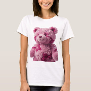 Camiseta Diseño de texto de OSO TEDDY ROSA de plata moderna