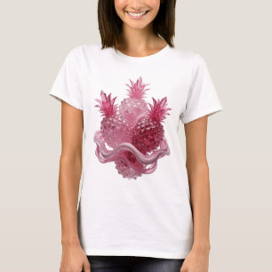 Camiseta Diseño de texto de PIÑAS DE VIDRIO ROSA Plateado C