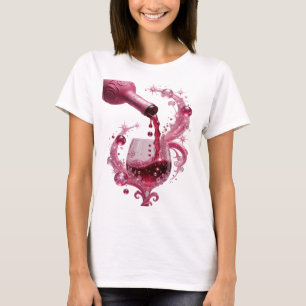 Camiseta Diseño de texto de plata con filo VINO ROSADO