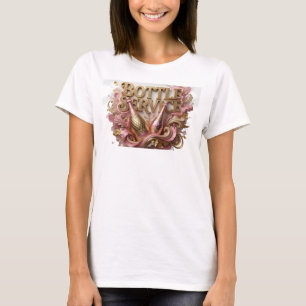 Camiseta Diseño de texto de SERVICIO DE BOTELLA Rojo con es