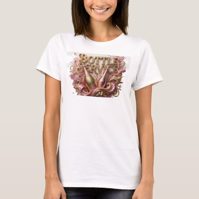 Camiseta Diseño de texto de SERVICIO DE BOTELLA Rojo con es (Anverso)