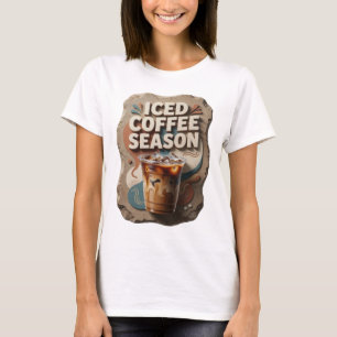 Camiseta Diseño de texto de temporada de café con hielo gri