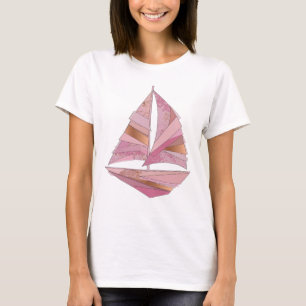 Camiseta Diseño de texto de Veleros Rosa Vibrante Plateado
