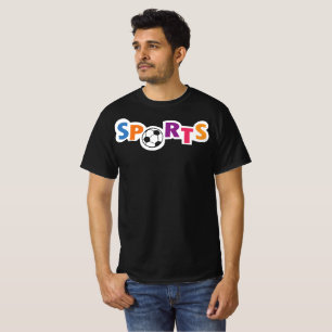 Camiseta Diseño de texto deportivo colorido con un balón de