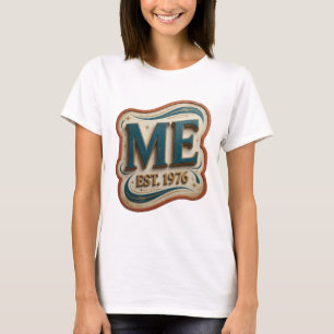Camiseta Diseño de texto divertido en oro ME EST 1976