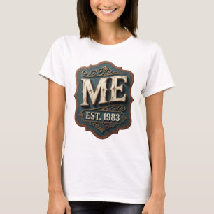 Camiseta Diseño de texto elegante en oro ME EST 1983