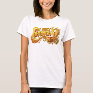 Camiseta Diseño de texto elegante naranja PERO PRIMERO BRUN