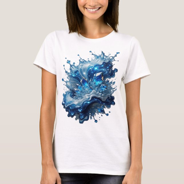 Camiseta Diseño de texto ELEMENTO DE AGUA Plateado Nítido (Anverso)