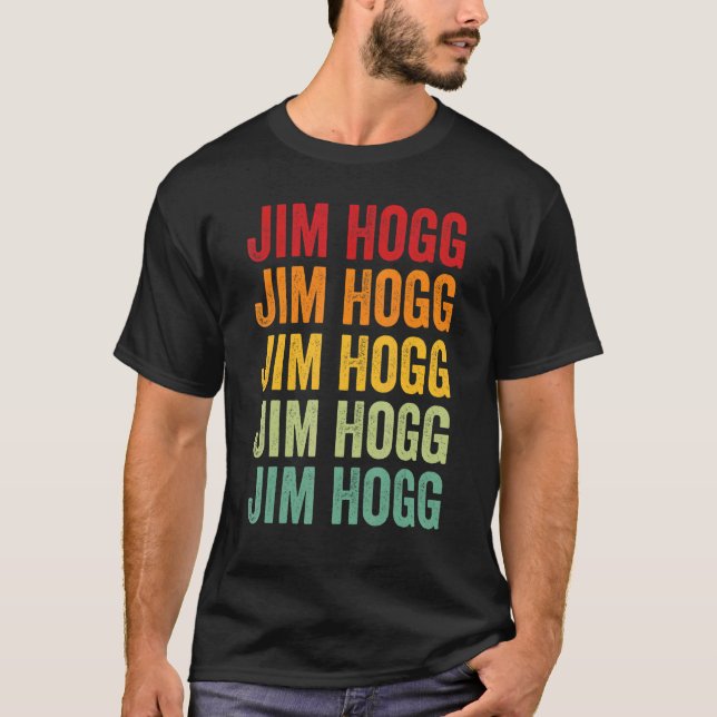 Camiseta Diseño de texto en arcoiris del condado de Jim Hog (Anverso)