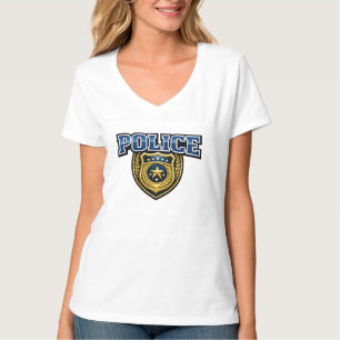 Camiseta Diseño de texto en negrita de insignia de policía