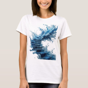 Camiseta Diseño de texto en plata juguetón ESCALERAS DE AGU