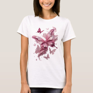 Camiseta Diseño de texto FANTASÍA DE MARIPOSA Rosa Elegante