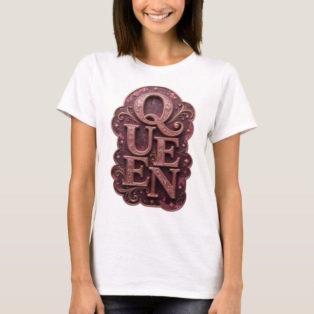 Camiseta Diseño de texto Fresh Gold QUEEN (Anverso)