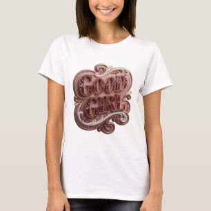 Camiseta Diseño de texto GOOD GIRL en oro moderno