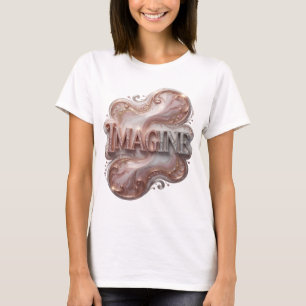 Camiseta Diseño de texto IMAGINA Plateado Elegante