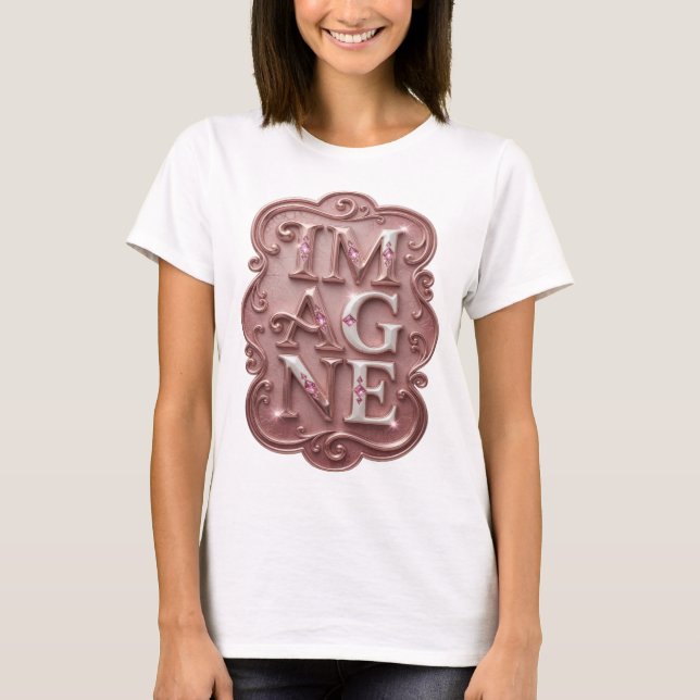 Camiseta Diseño de texto IMAGINA Snappy Rosa (Anverso)