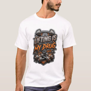 Camiseta Diseño de texto ingenioso en plata LIFTING IS MY D