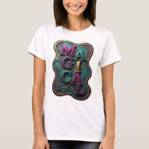 Camiseta Diseño de Texto MÁGICO Morado Elegante