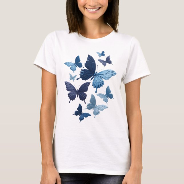 Camiseta Diseño de texto Mariposas Azul Statement (Anverso)