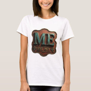 Camiseta Diseño de texto ME EST 1971 en azul teal negrita