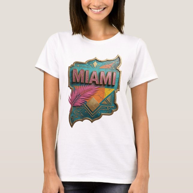 Camiseta Diseño de texto MIAMI Rosa de Moda v2 (Anverso)