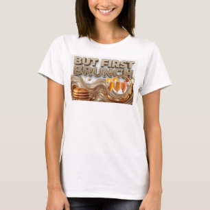 Camiseta Diseño de texto Naranja GENIAL PERO PRIMERO BRUNCH