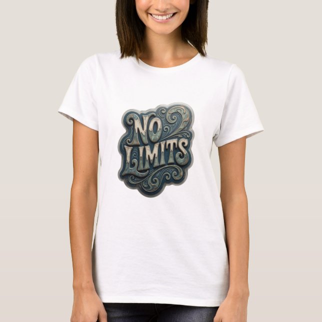 Camiseta Diseño de texto NO LIMITS plateado icónico (Anverso)