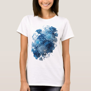 Camiseta Diseño de texto ROSAS AZULES de Plata Declaración
