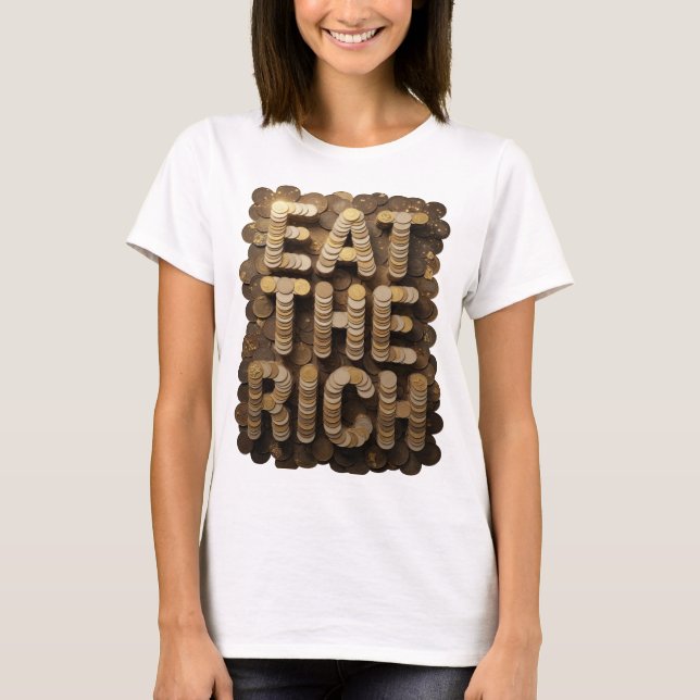 Camiseta Diseño de texto Statement Gold COME A LOS RICOS (Anverso)