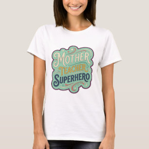 Camiseta Diseño de texto SUPERHEROE MAESTRA MADRE Naranja E
