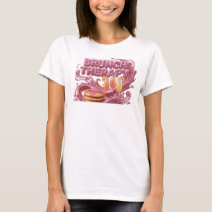 Camiseta Diseño de texto Terapia de BRUNCH Rosa de Moda
