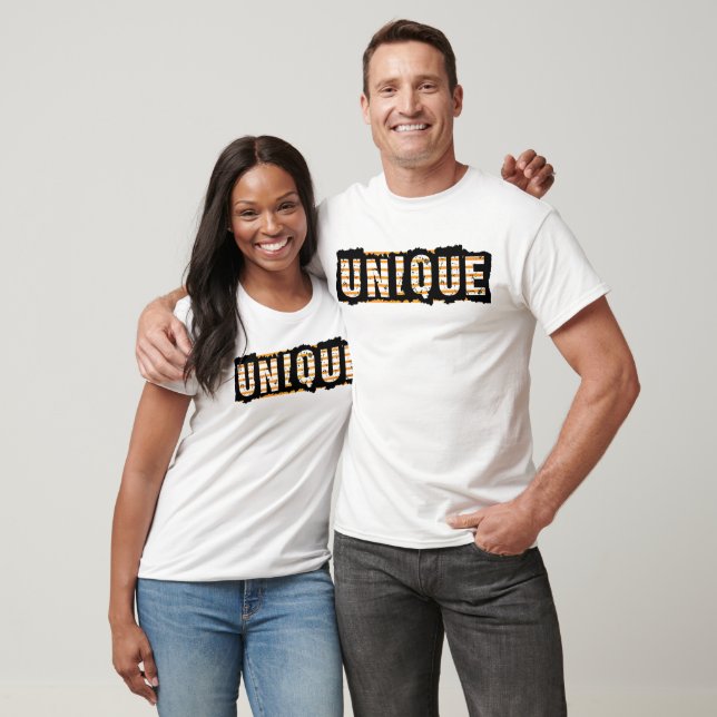 Camiseta Diseño de texto 'Único' Grunge con líneas horizont (Unisexo)