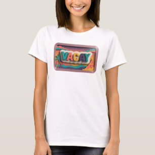 Camiseta Diseño de texto VACAY Rosa Impactante