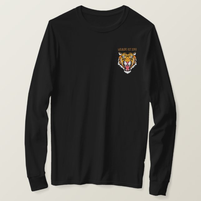 Camiseta diseño de tigre personalizado en negro de vida sal (Anverso del diseño)