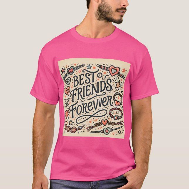 Camiseta Diseño de tipografía de Best Friends Forever (Anverso)