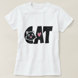 Camiseta Diseño de tipografía de gato negro