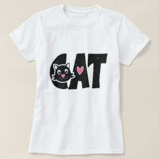 Camiseta Diseño de tipografía de gato negro