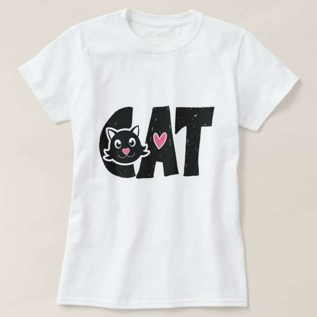 Camiseta Diseño de tipografía de gato negro (Diseño del anverso)