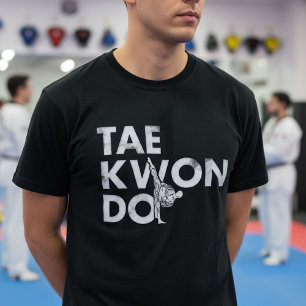 Camiseta Diseño de tipografía de Taekwondo en acuarela blan