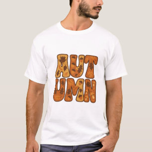 Camiseta Diseño de tipografía otoñal con hojas y alcornoque