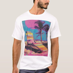 Camiseta Diseño de toallas de playa Synthwave de los años 8