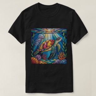 Camiseta Diseño de tortuga marina de vidrio tintado vibrant