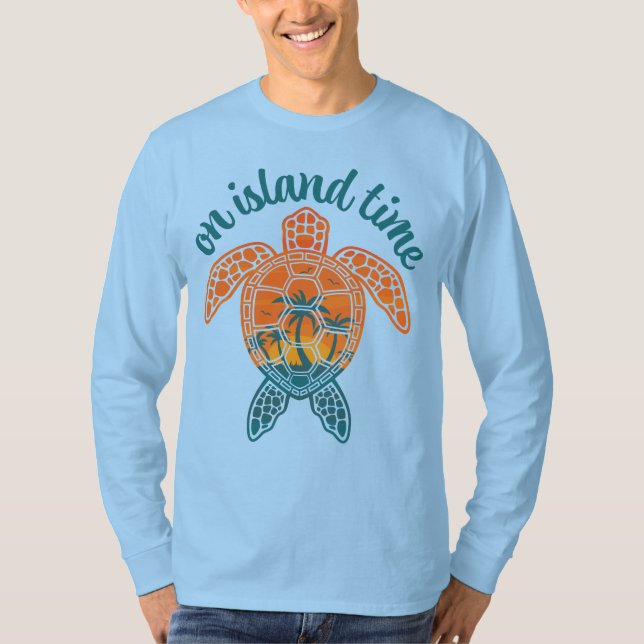 Camiseta Diseño de tortugas tropicales del mar de la puesta (Anverso)