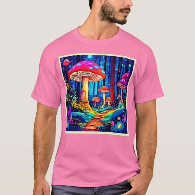 Camiseta Diseño de trazado de hongos mágicos (Anverso)