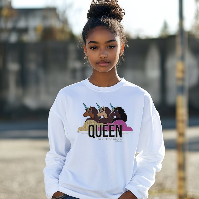 Camiseta Diseño de trío de reina Afro Unicornio (Subido por el creador)