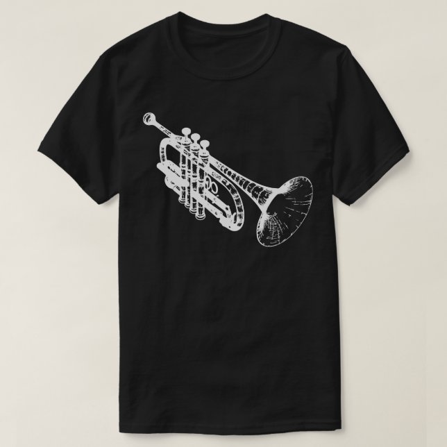 Camiseta diseño de trompeta 3d (Diseño del anverso)