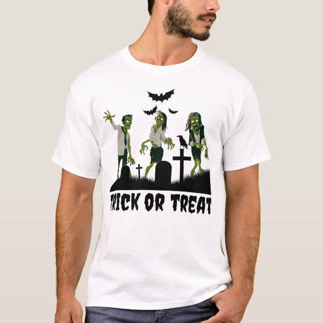 Camiseta Diseño de trucos o árboles para zombis (Anverso)