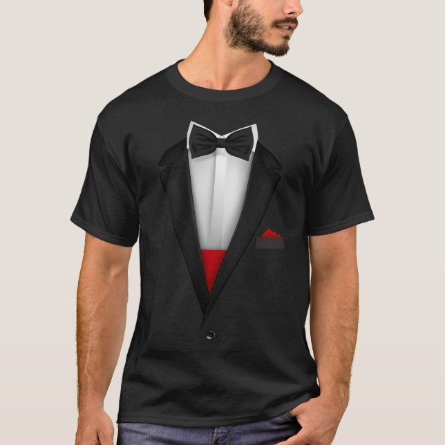 Camiseta Diseño de Tuxedo con Bowtie Para Bodas Y (Anverso)