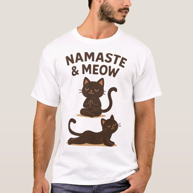 Camiseta Diseño de un gato de yoga - Namaste & Meow Tee (Anverso)