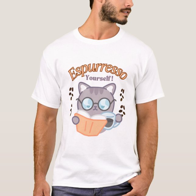 Camiseta Diseño de un gato para café de Espurresso (Anverso)